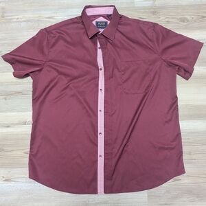 Flex Burgundy Casual Button Down Shirt